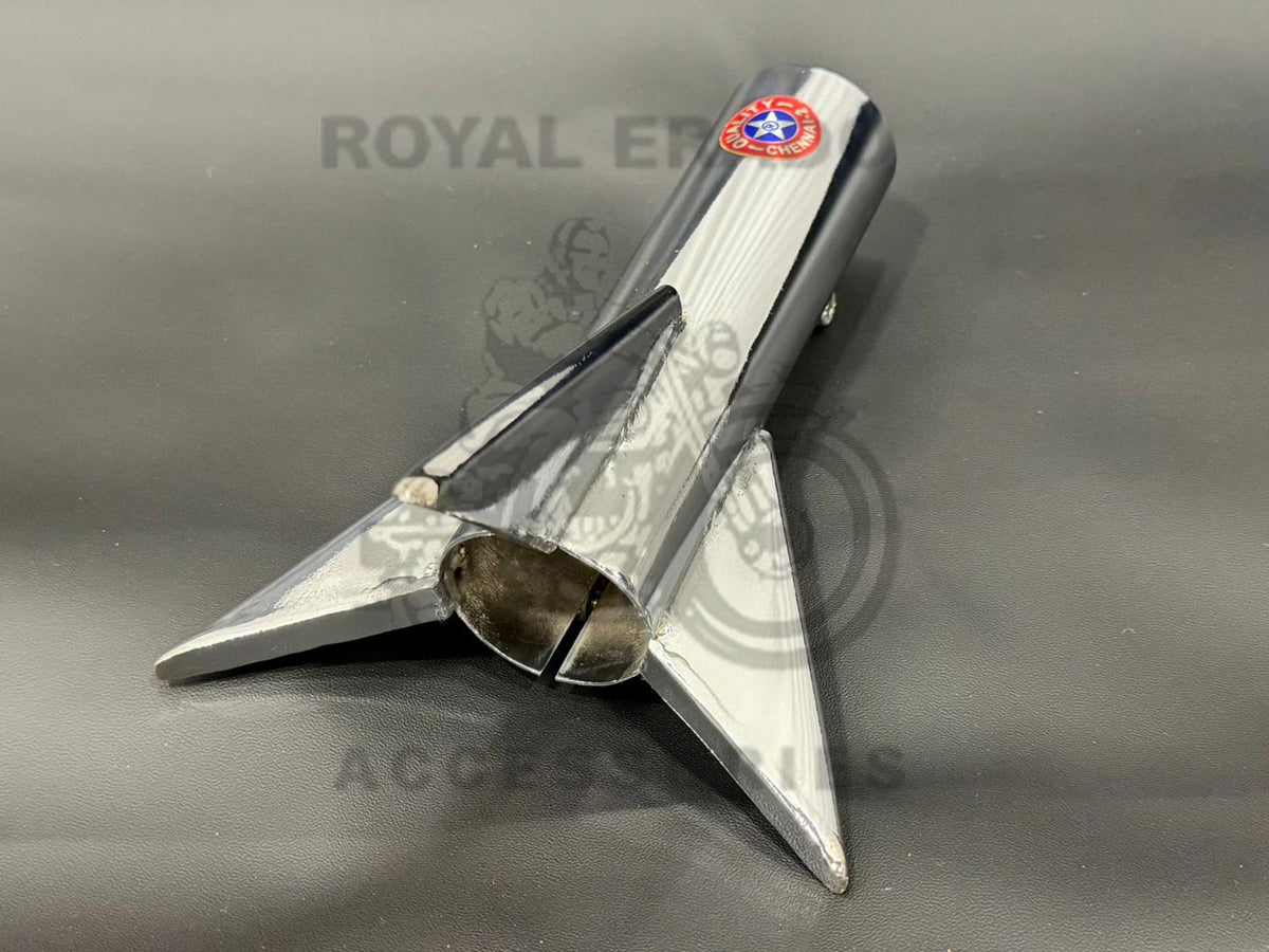 Royal Enfield Chrome Silencer Rocket For Classic Electra Standard, New Battalion Reborn Classic Emerald Green For Indore & Small Mouth Punjab & Original Silencer