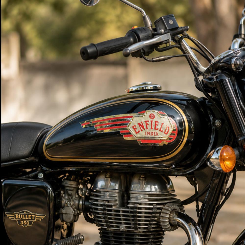 Tank Monogram Emblem Logo Enfield India In Chrome Vintage G2 1962 Old Model Bullet 350 Style For Royal Enfield Classic Electra Standard Reborn Classic Battalion Standard ( Can Screw And Paste Both ) With Double Side Tape