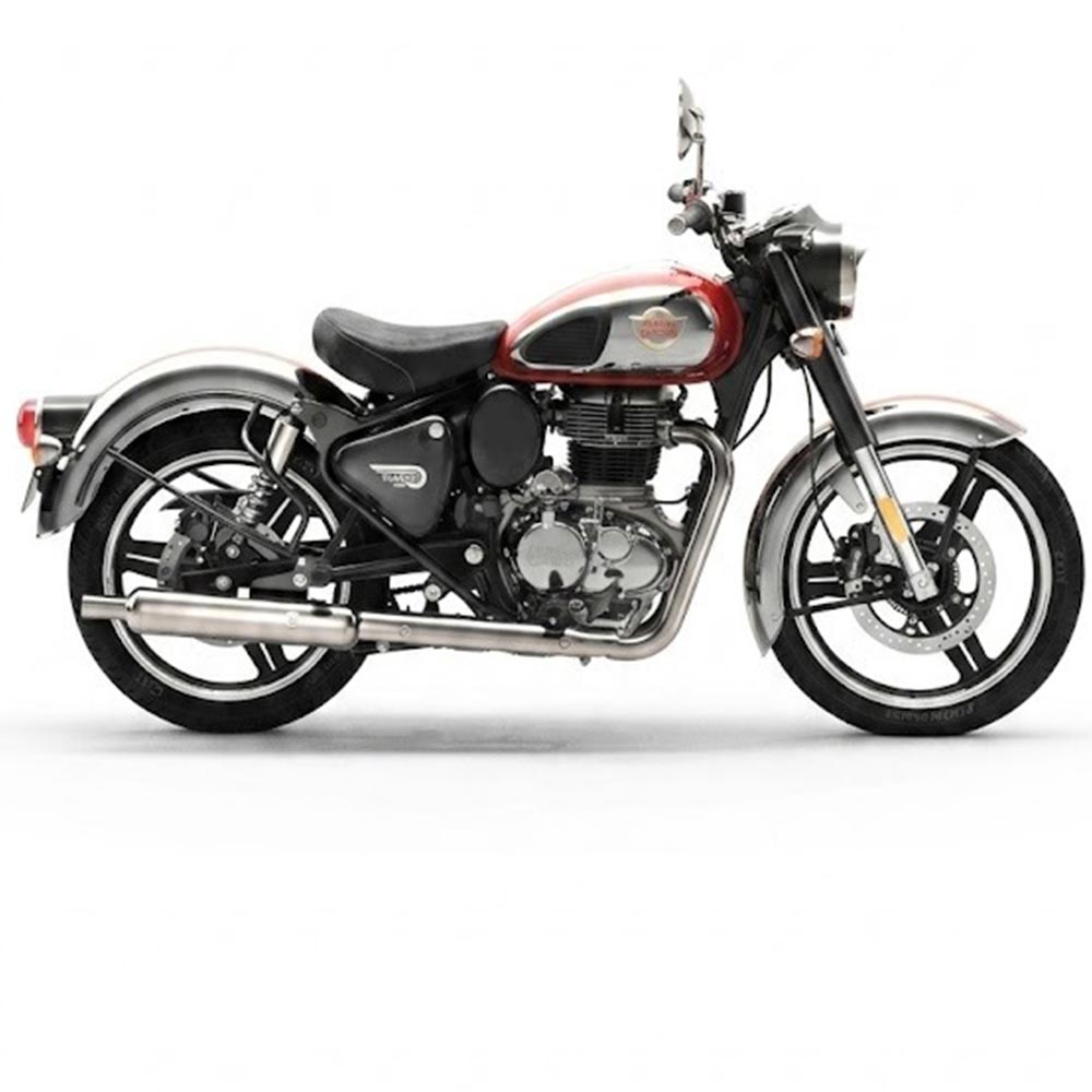 Mercedes Diamond Black Alloy Wheel For Royal Enfield Reborn Classic Single Disc And New Standard Battalion After 2022 Model (Front 19” Disc & Rear Drum 18”)