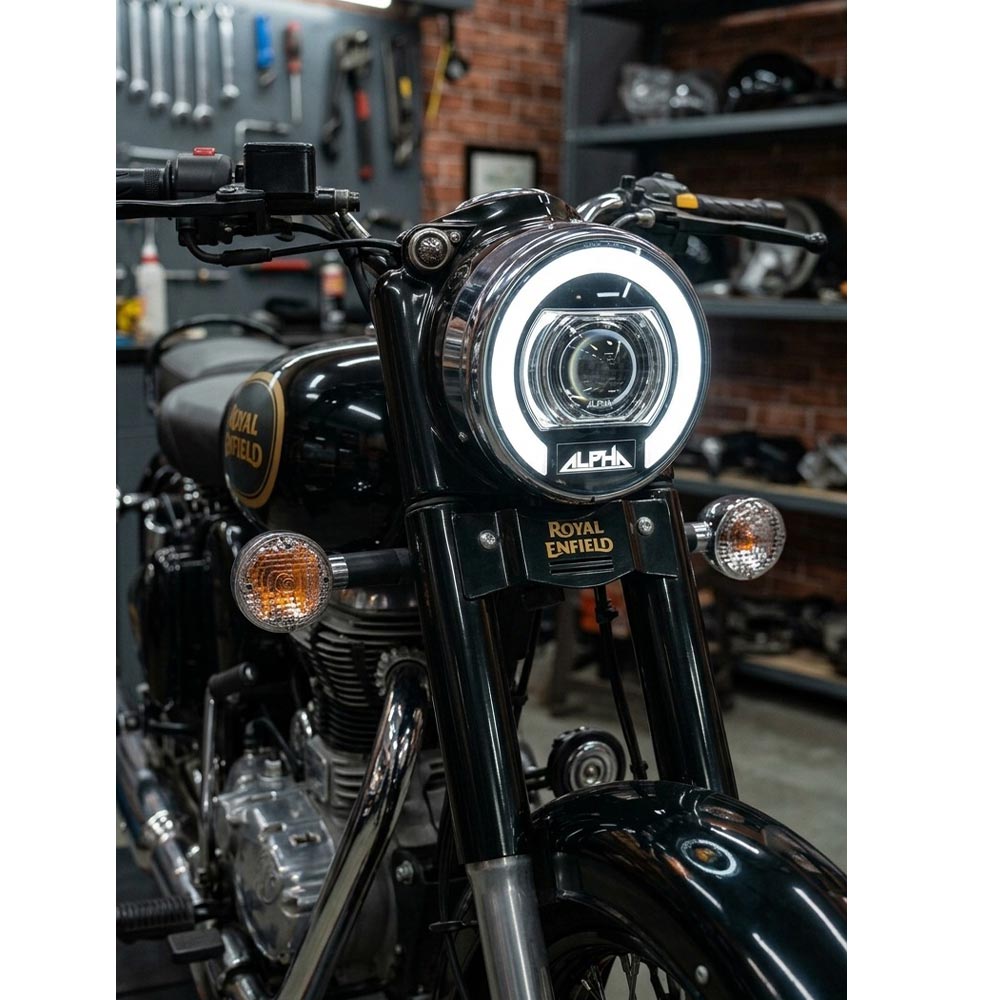 Hjg C-325 Alpha 7 Inch Headlight Assembly 128w Projector Ultra Wide Halo Ring C-325 White LED Headlight New Projector Headlight Assembly | 128w Cree/Osram LED