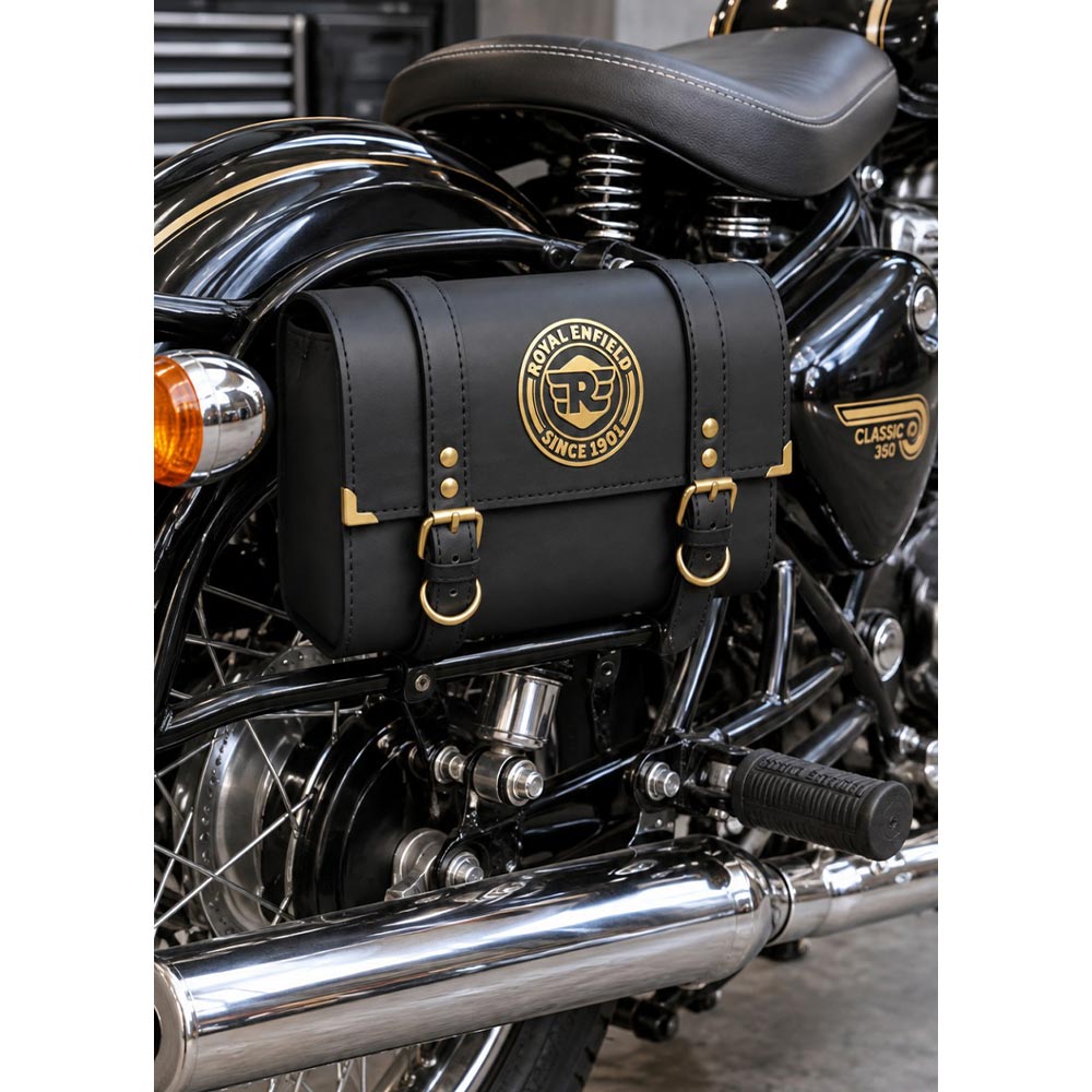 Waterproof small tool bag black for Royal Enfield Classic Electra Standard, Reborn Classic Battalion Standard with brass buckle