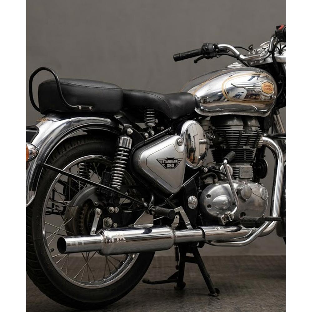 Hk-indore Company Small Punjab (Chota  Mini Punjab) Silencer Mouth Free Flow Loud Sound Chrome Exhaust For Royal Enfield Classic Electra Standard Bs-3 And Bs-4