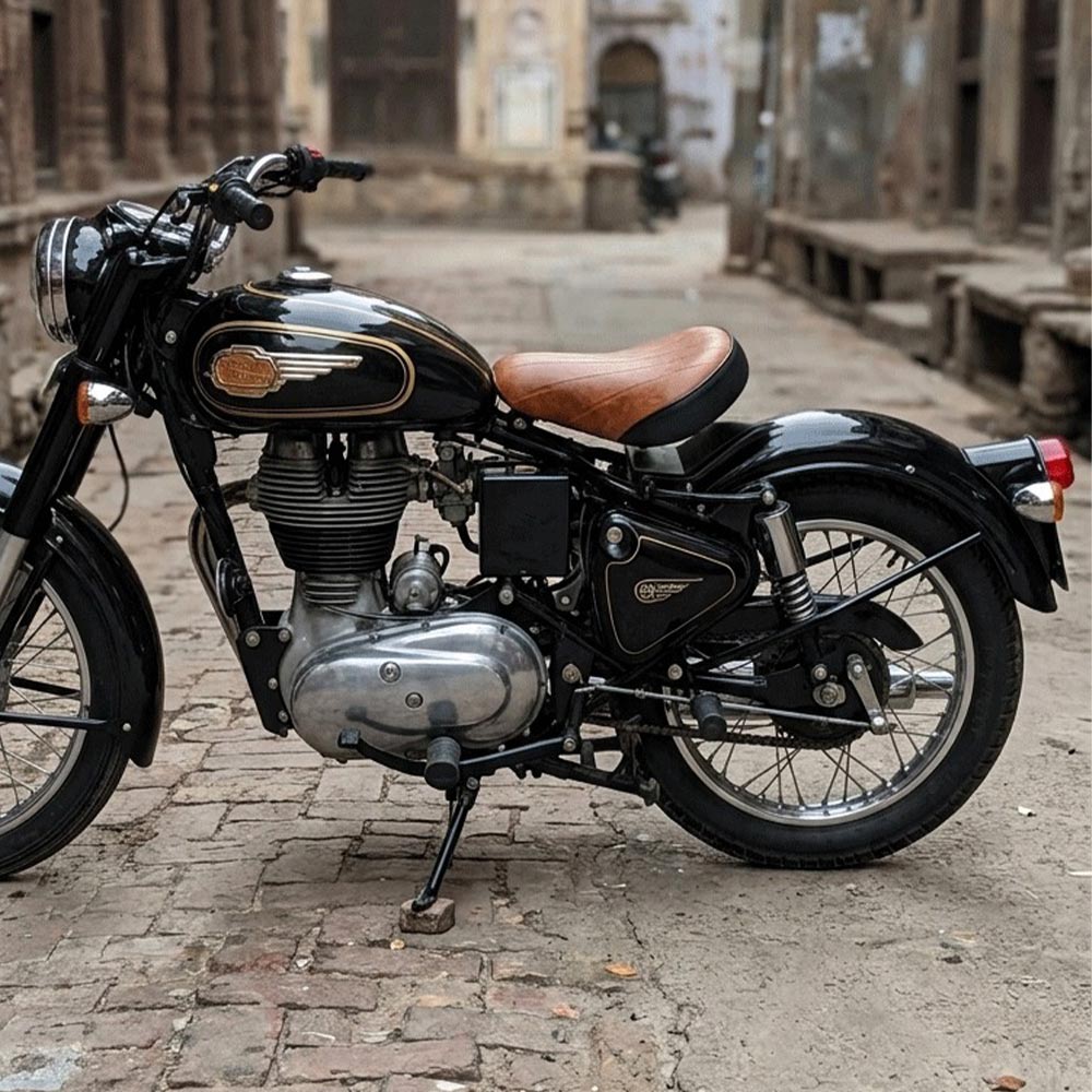 Royal Enfield Harley Bobber Style Solo (Black & Tan Colour ) Seat For Classic Electra Standard Vintage G2 1962 Old Model Bullet 350