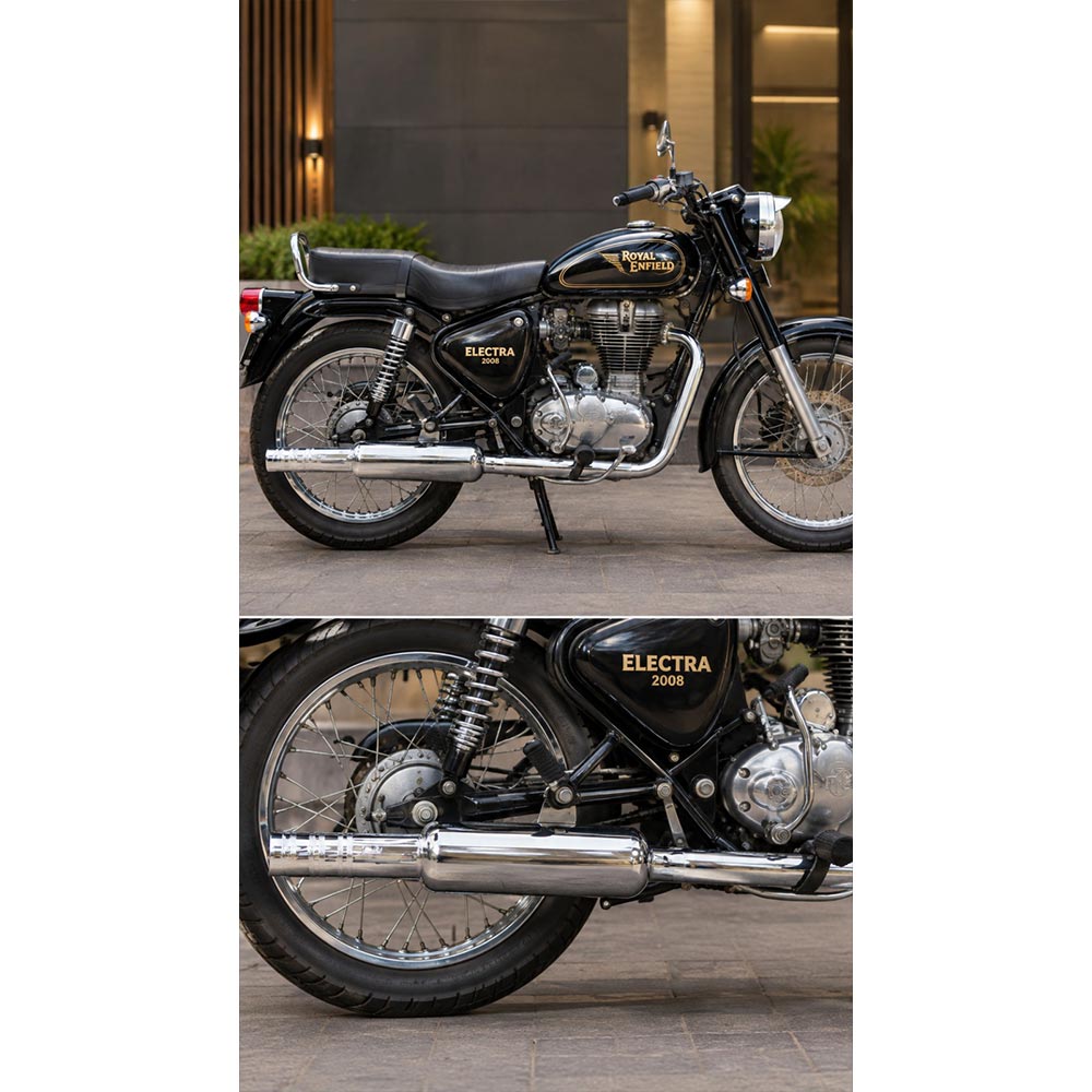 Silman Company Long Punjab Silencer Big Mouth Free Flow Loud Sound Chrome Exhaust For Royal Enfield Short Bend Pipe CI Engine Standard Electra