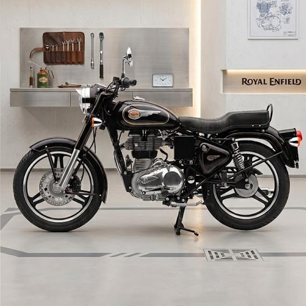 Kingway Raceby Broad Mercedes Diamond Chrome Cnc Black Alloy Wheel Set For Royal Enfield Classic Double Disc And Thunderbird (Front 19” Disc & Rear Disc 18")
