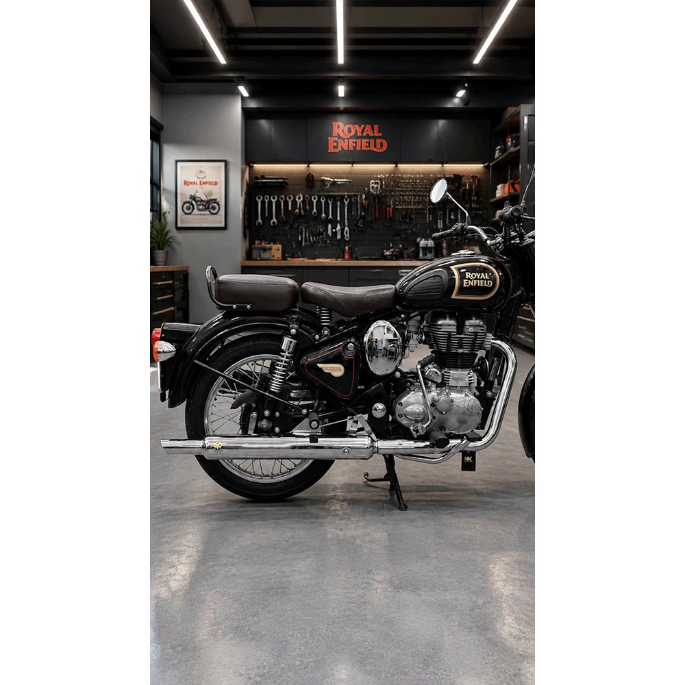 Hk-indore Company Long Punjab Silencer 63mm Big Mouth Free Flow Loud Sound Chrome Exhaust For Royal Enfield Classic Elecytra Standar Bs-3 Bs-4