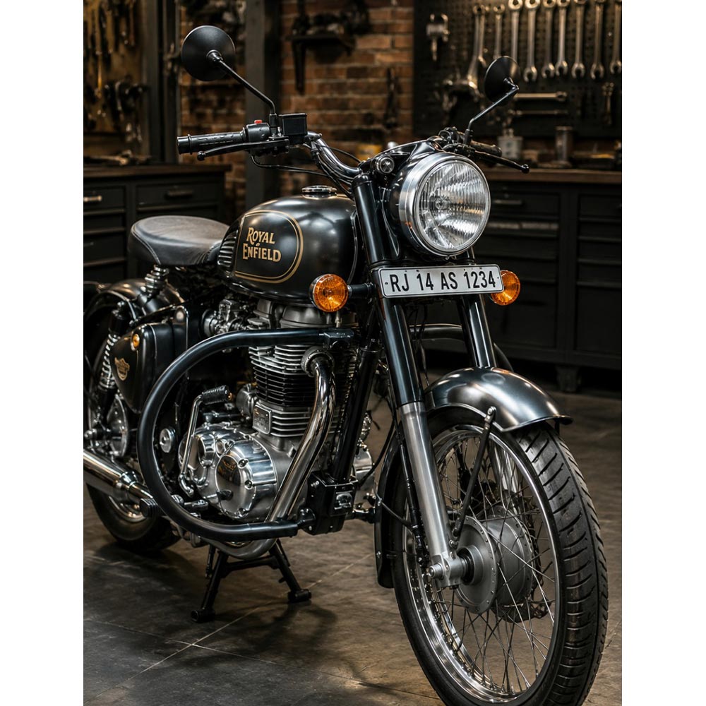 Royal Enfield Oval-shaped Black Crash Guard Leg Guard For Royal Enfield Classic, Electra, Standard Battalion, Reborn Classic, Vintage G2 1962 Old Model Bullet 350