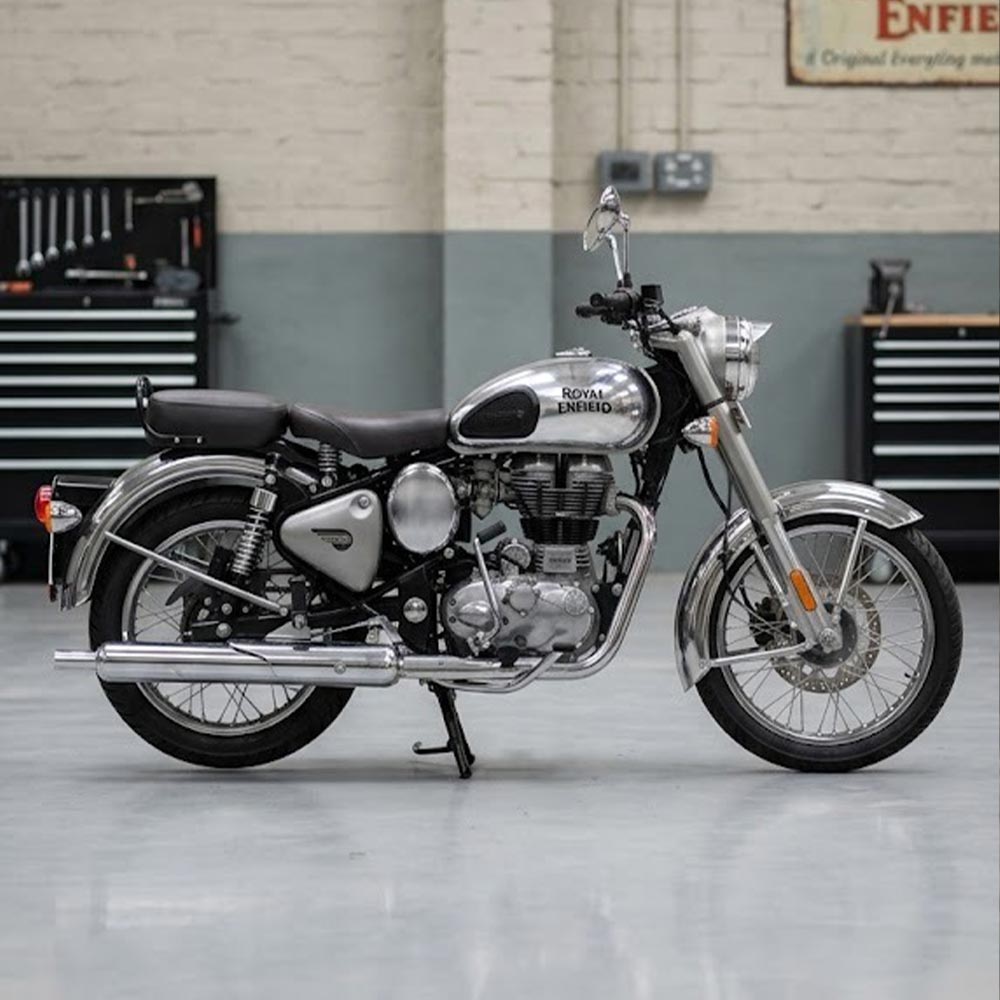 Royal Enfield Classic Electra Standard Aluminium Chrome Tank With Knee Pads (non- rustable)