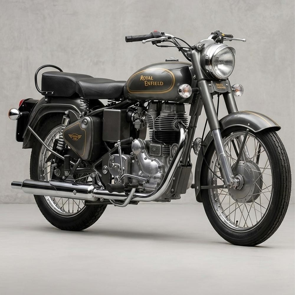 18 To 20 Liters Grey Tank With Golden Pinstriped Painted Lining For Royal Enfield Vintage G2 1962 Old Model Bullet 350 Classic Electra Standard Before 2013 Model