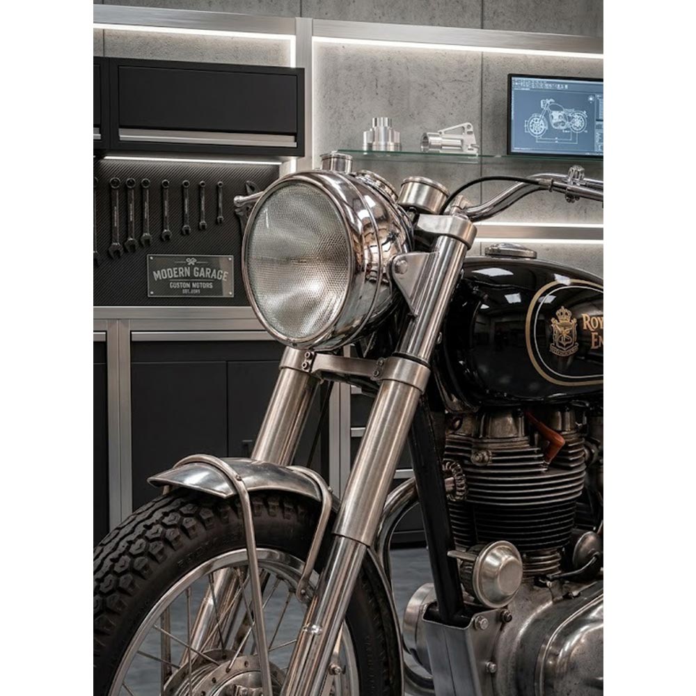 8" Headlight In Chrome Bsa Norton Triumph Royal Enfield Vintage G2 1962 Old Model Bullet 350 Standard