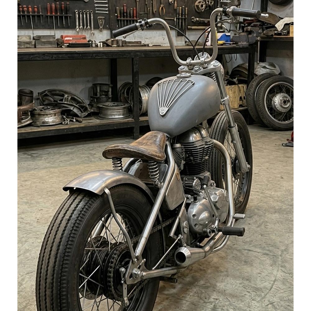 Harley Davidson Style Chopper, Bobber-style V-shaped Tank With Grill Without Paint For Royal Enfield Classic, Electra, Standard & Thunderbird