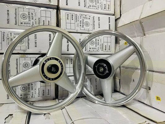 ROYAL ERADO Star Diamond mercedes silver Alloy Wheel for STANDARD ABS Royal-Enfield Bullet X 350CC, Electra, Thunderbird 2010 model