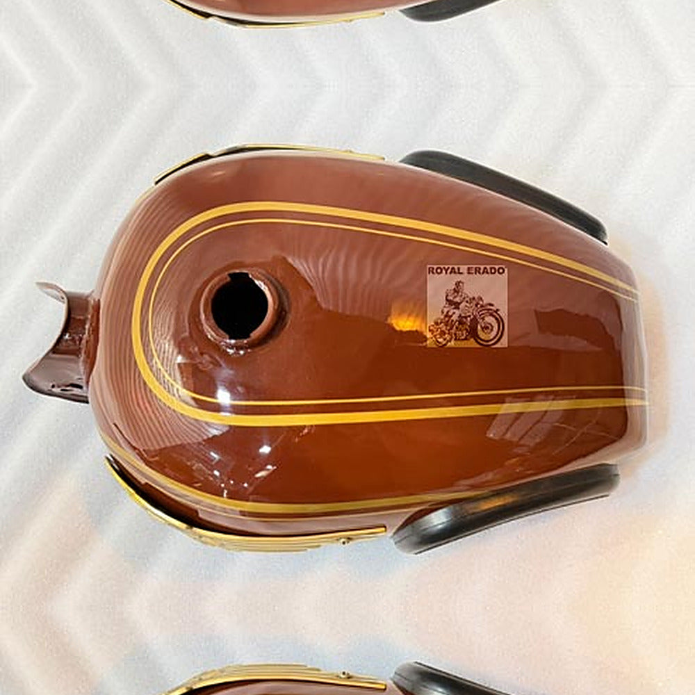 Royal Enfield Brown Kabir Singh Style Vintage G2 1962 Model Tank With Brass Monogram & Knee Pad For Royal Enfield  Electra Standard